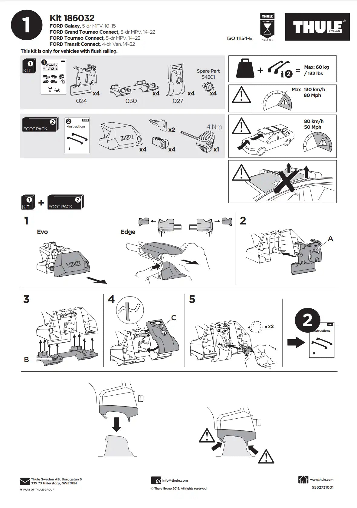 Thule Kit 186032 Manual