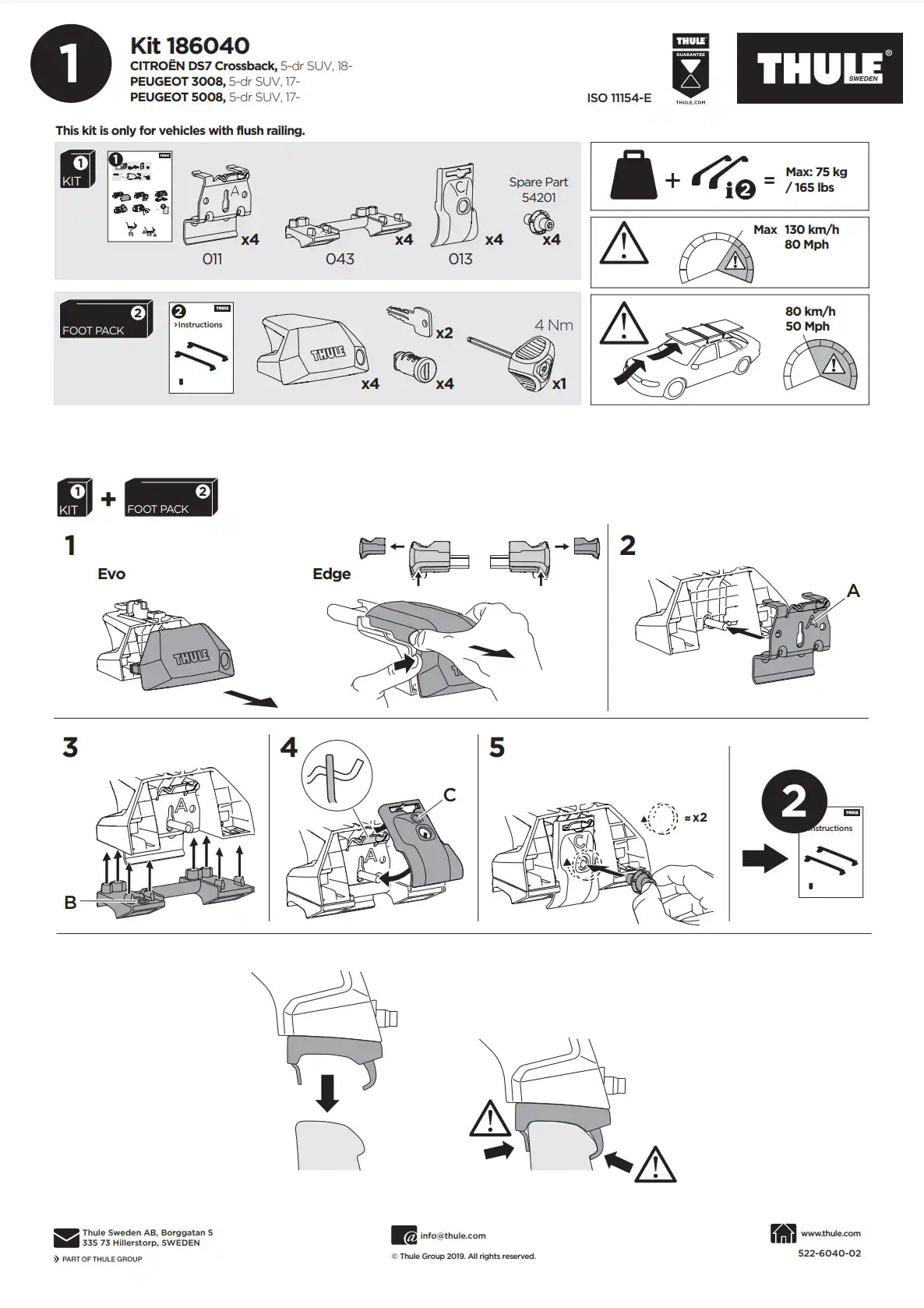 Thule Kit 186040 Manual
