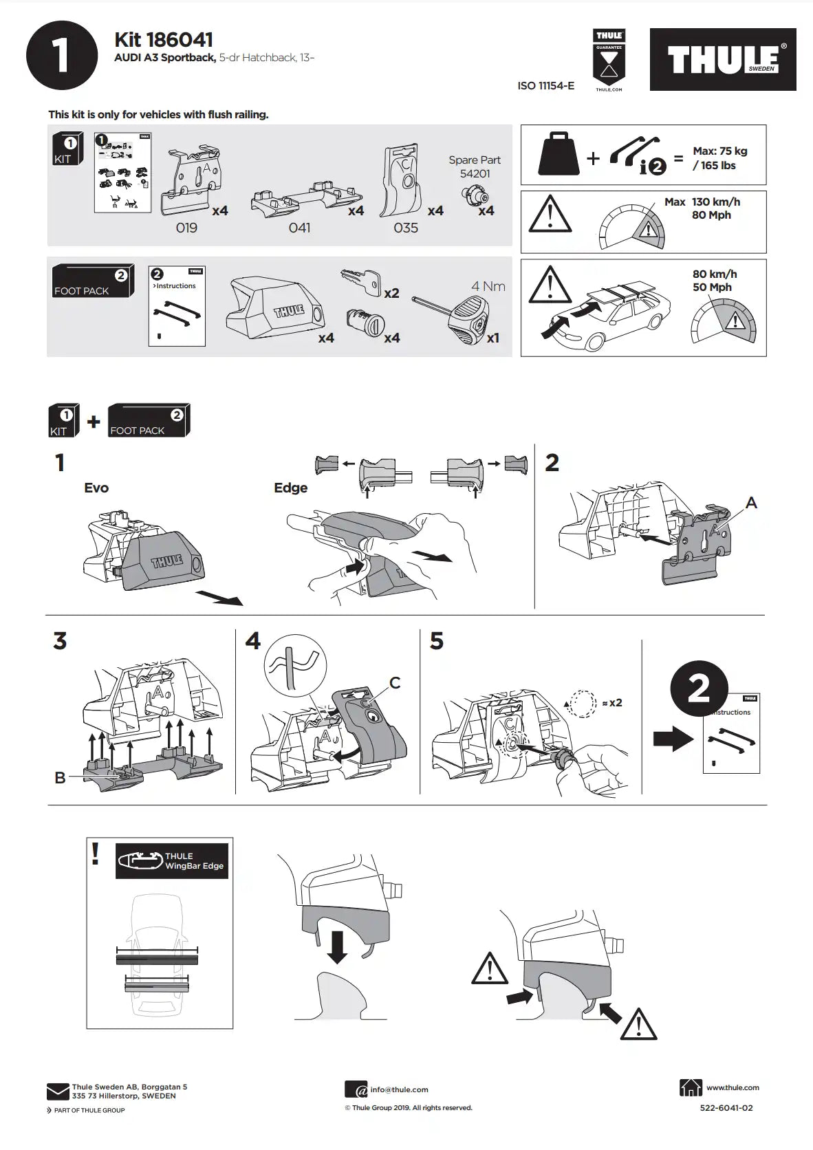 Thule Kit 186041 Manual