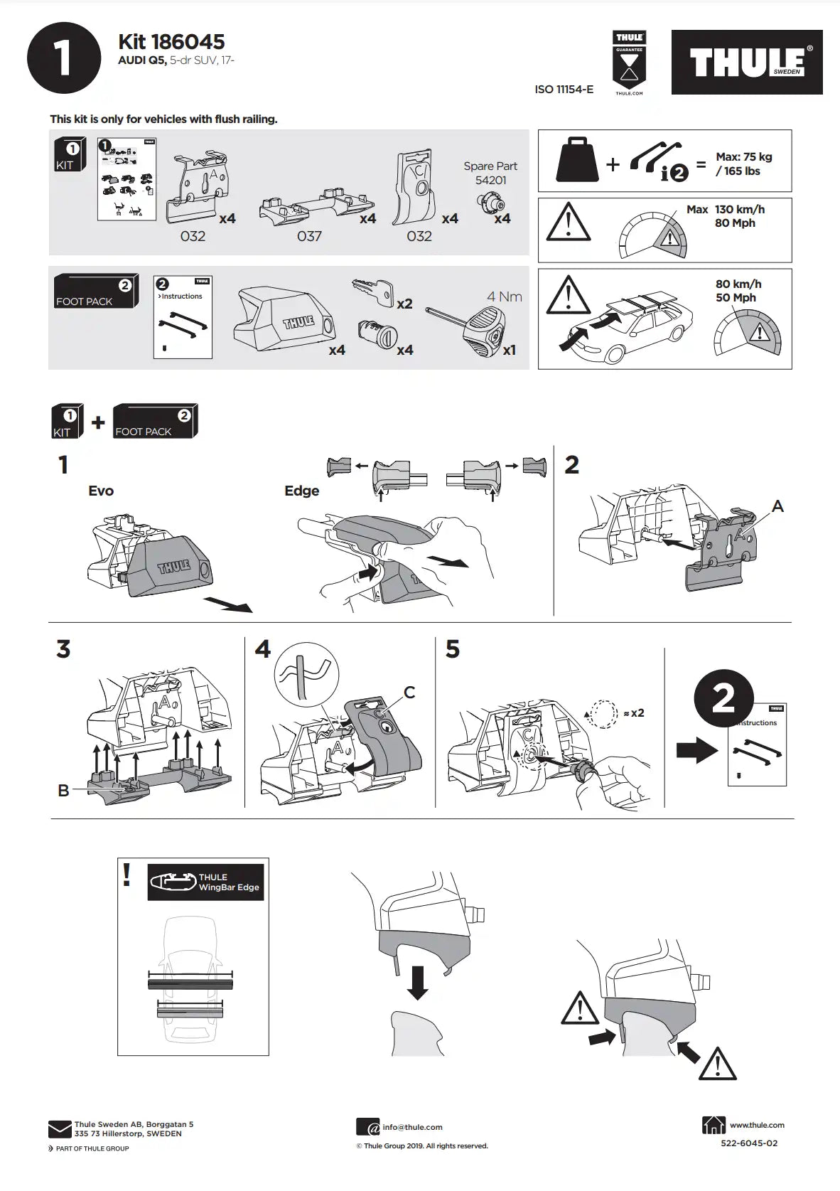 Thule Kit 186045 Manual