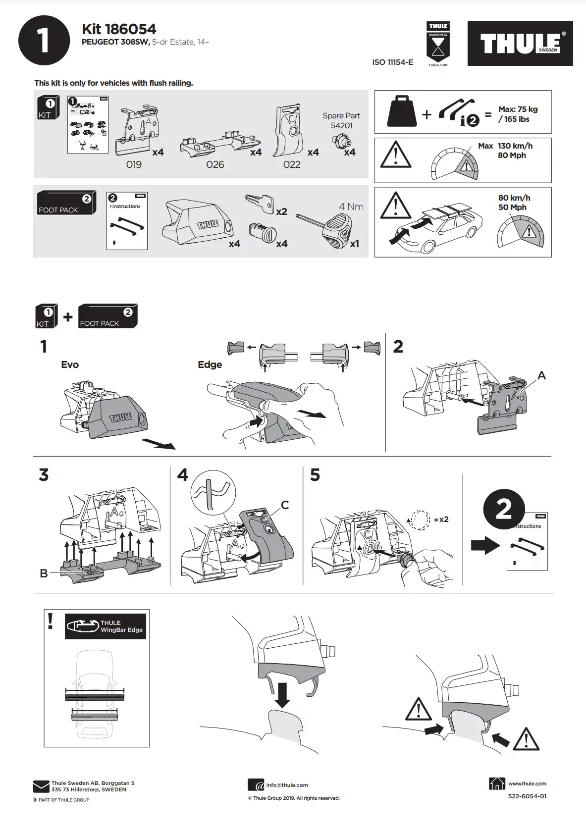 Thule Kit 186054 Manual