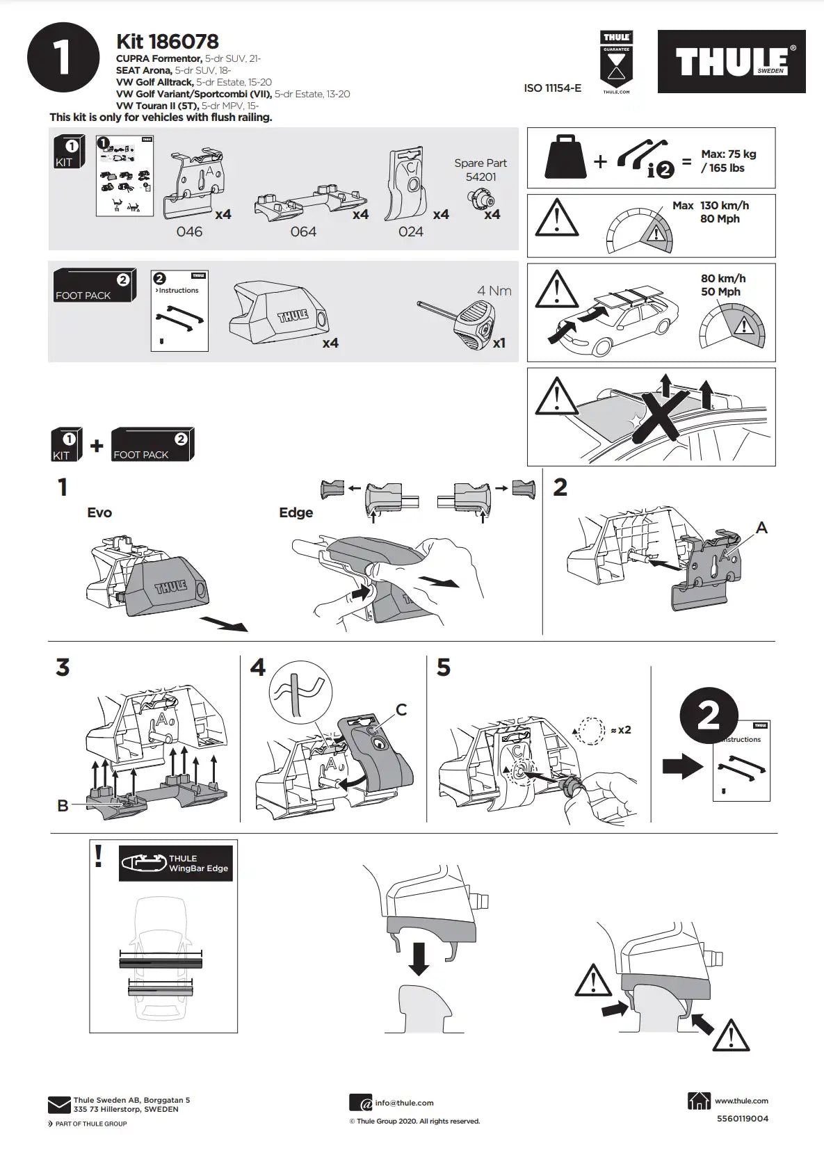 Thule Kit 186078 Manual