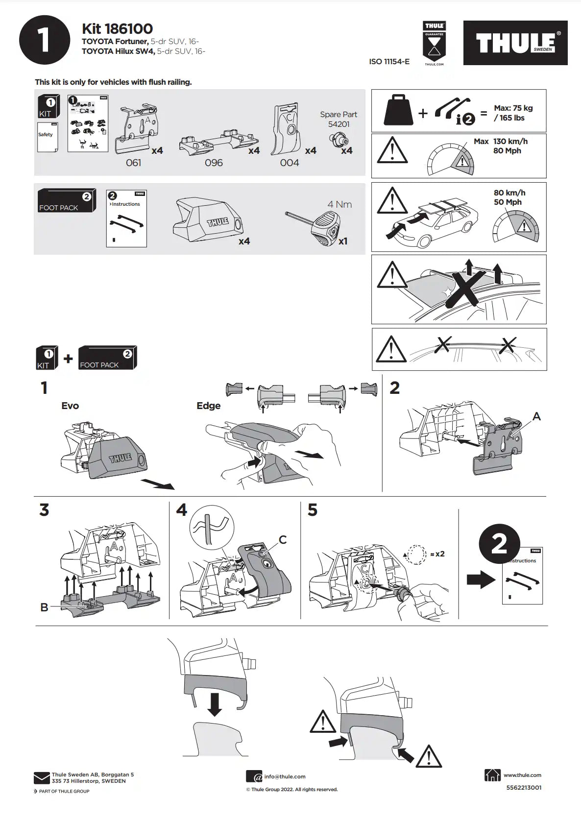Thule Kit 186100 Manual