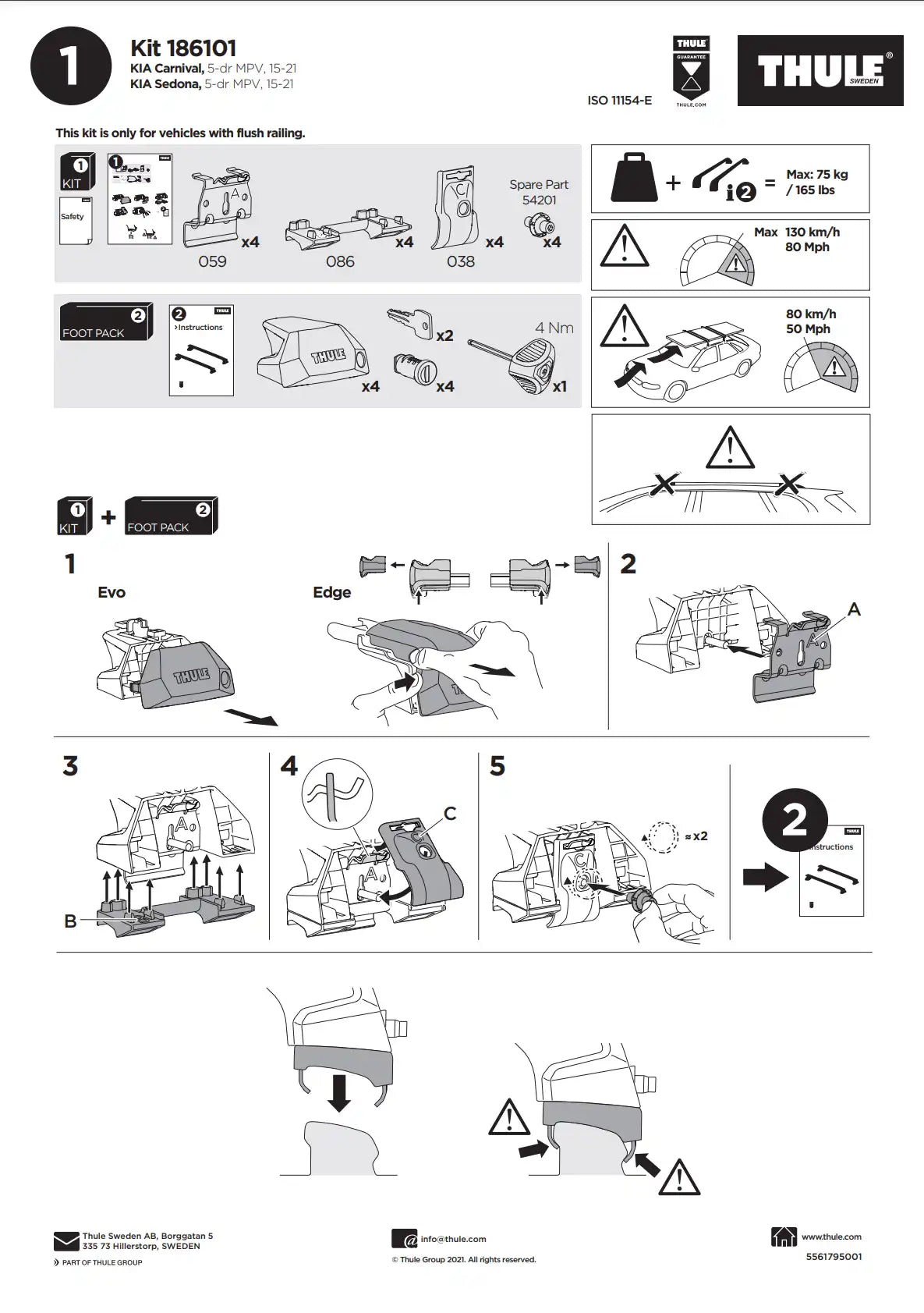Thule Kit 186101 Manual