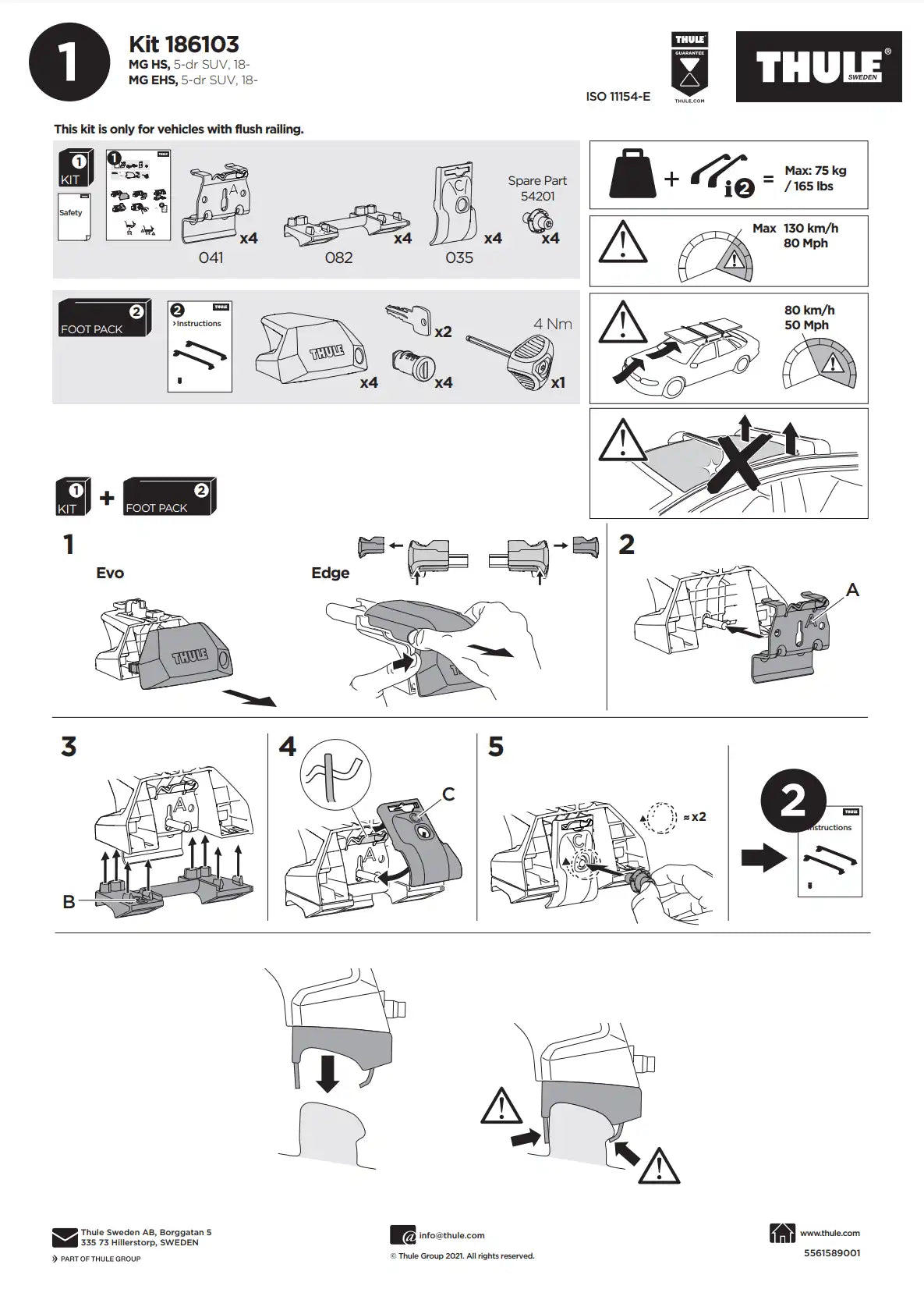 Thule Kit 186103 Manual