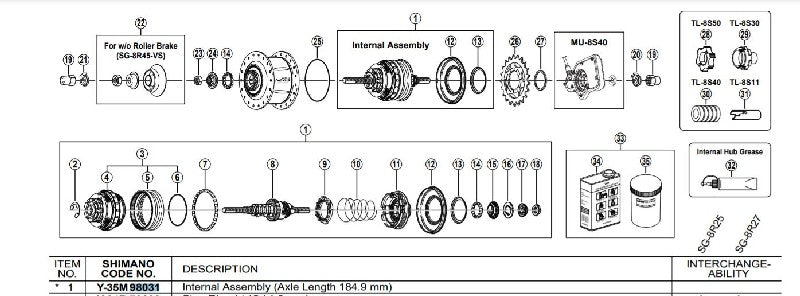 Ansamblu SHIMANO SG-8R45 184.9MM