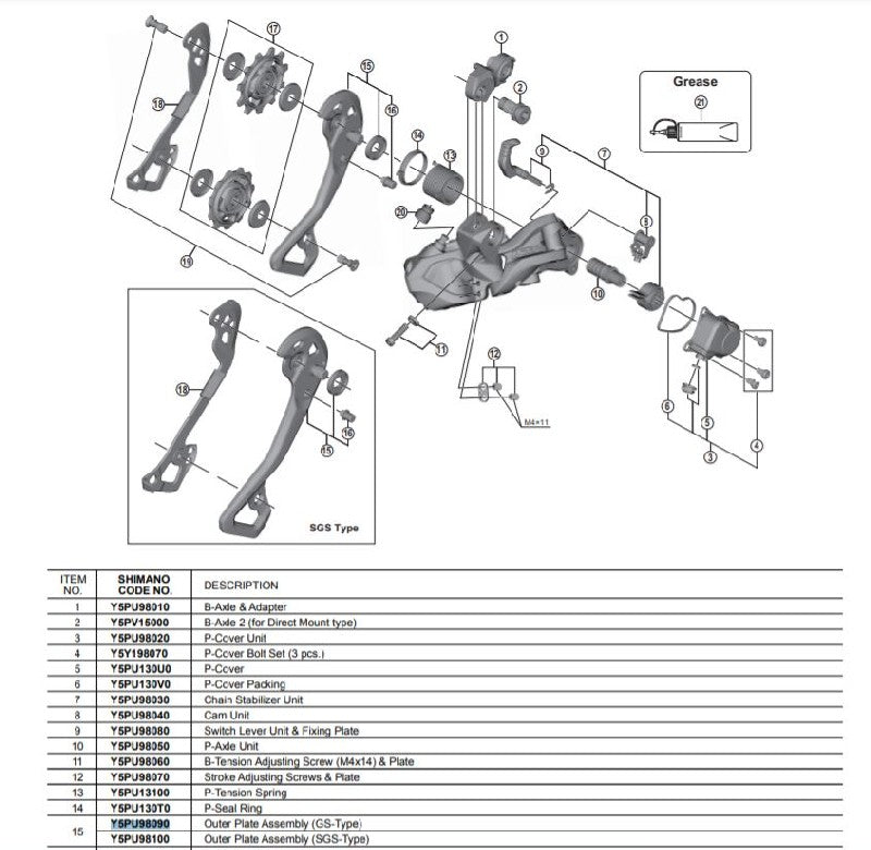 Ansamblu Placa Exterioara SHIMANO RD-M9050-GS
