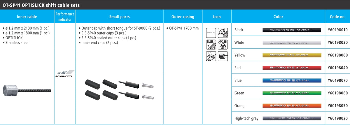 Cablu de Schimbator SHIMANO Road Optislik Set Galbena