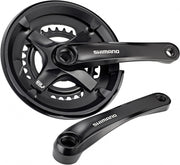 Angrenaj pedalier Shimano Tourney TY FC-TY501, 3x6/7/8 viteze, ax Patrat, fara aparatoare lant, brate 175mm, Argintiu, 42x34x24T