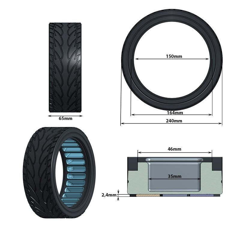 anvelopa plina ultra usoara 10x25 pentru jante 34mm negru albastru 4