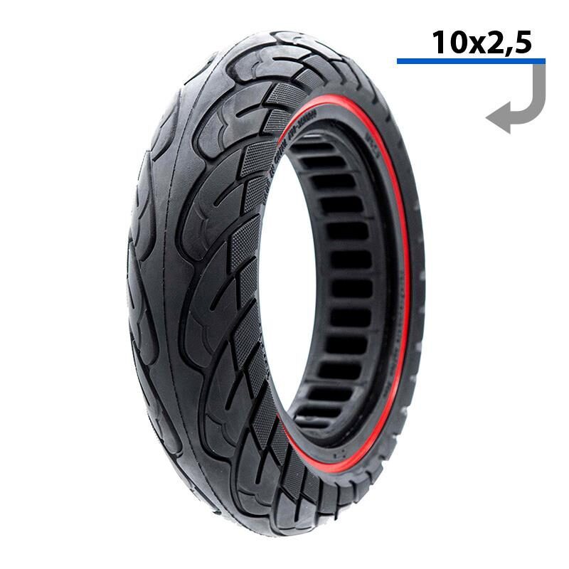 anvelopa plina ultra usoara 10x25 pentru jante 34mm negru rosu
