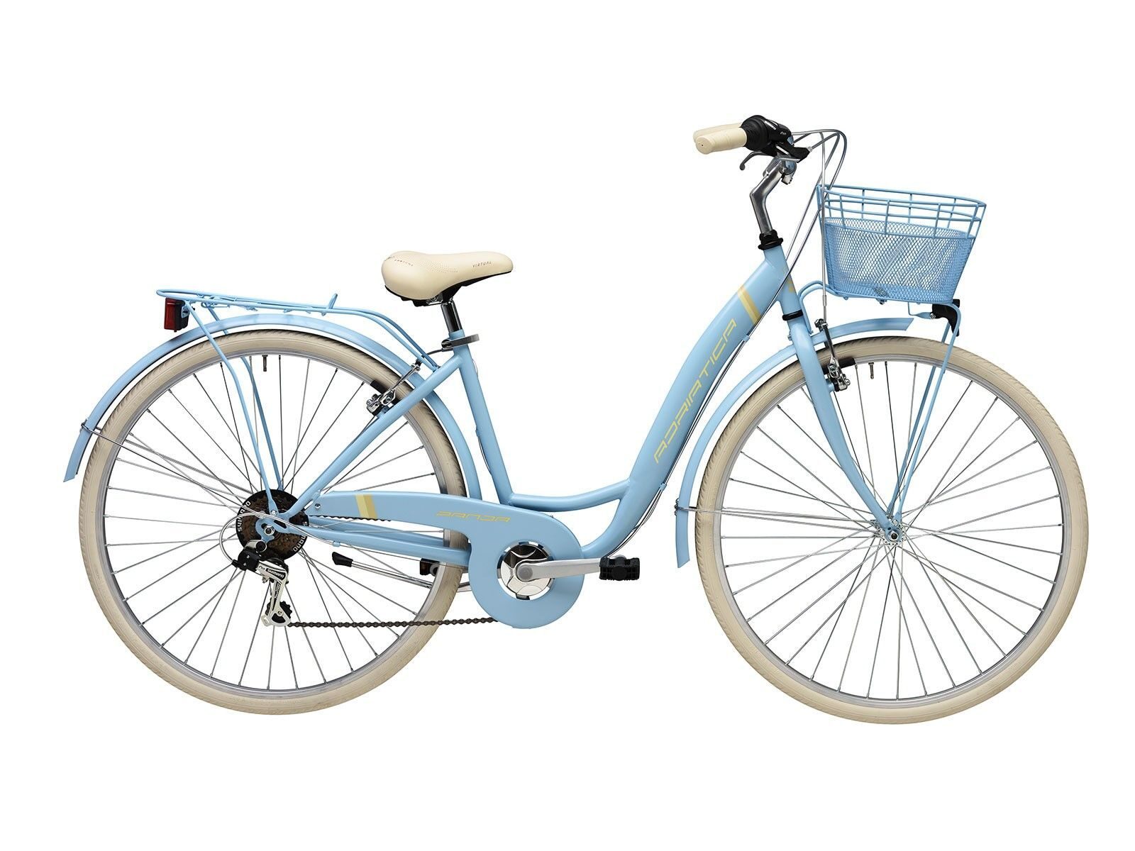 bicicleta adriatica panda 28 lady 6v albastru mat 42 cm