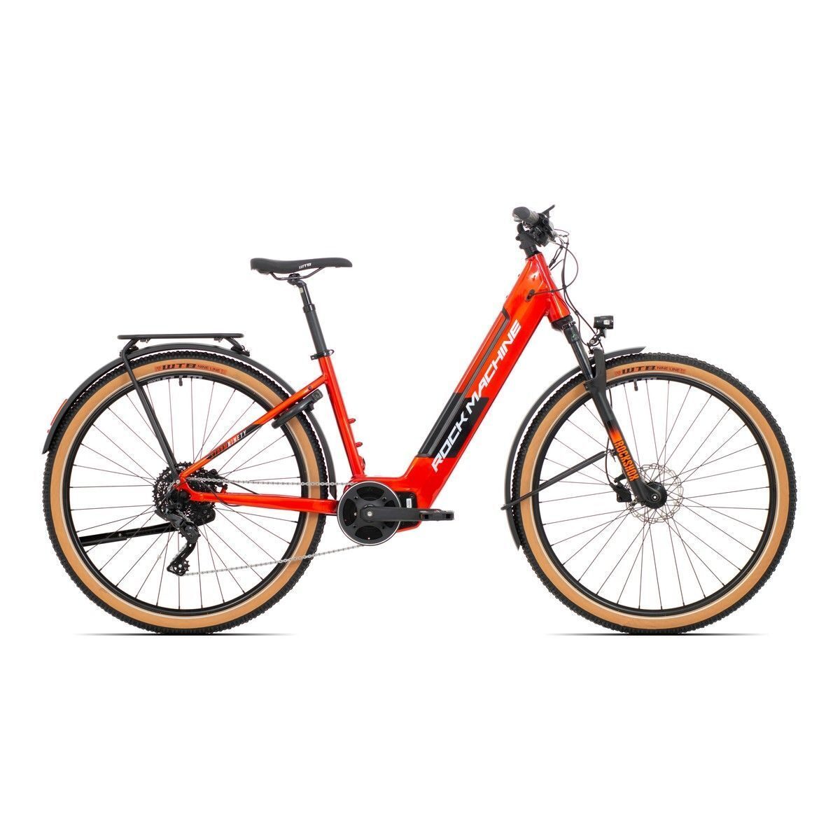 bicicleta electrica rock machine storm int e90 29 unisex touring 29 gloss metallic orange silver 190 l