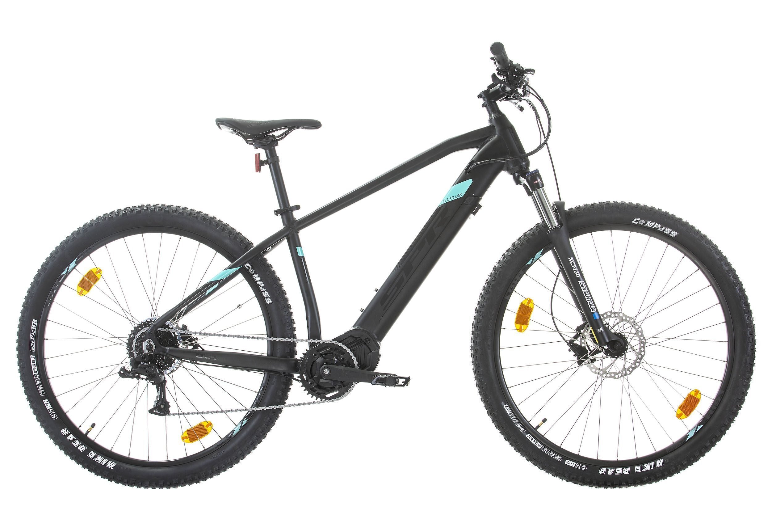 bicicleta electrica sprint e mtb pulse 29 negru mat turcuaz 480mml