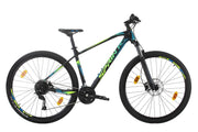 bicicleta mtb sprint apolon 29 negru mat cyan verde neon 520 mm