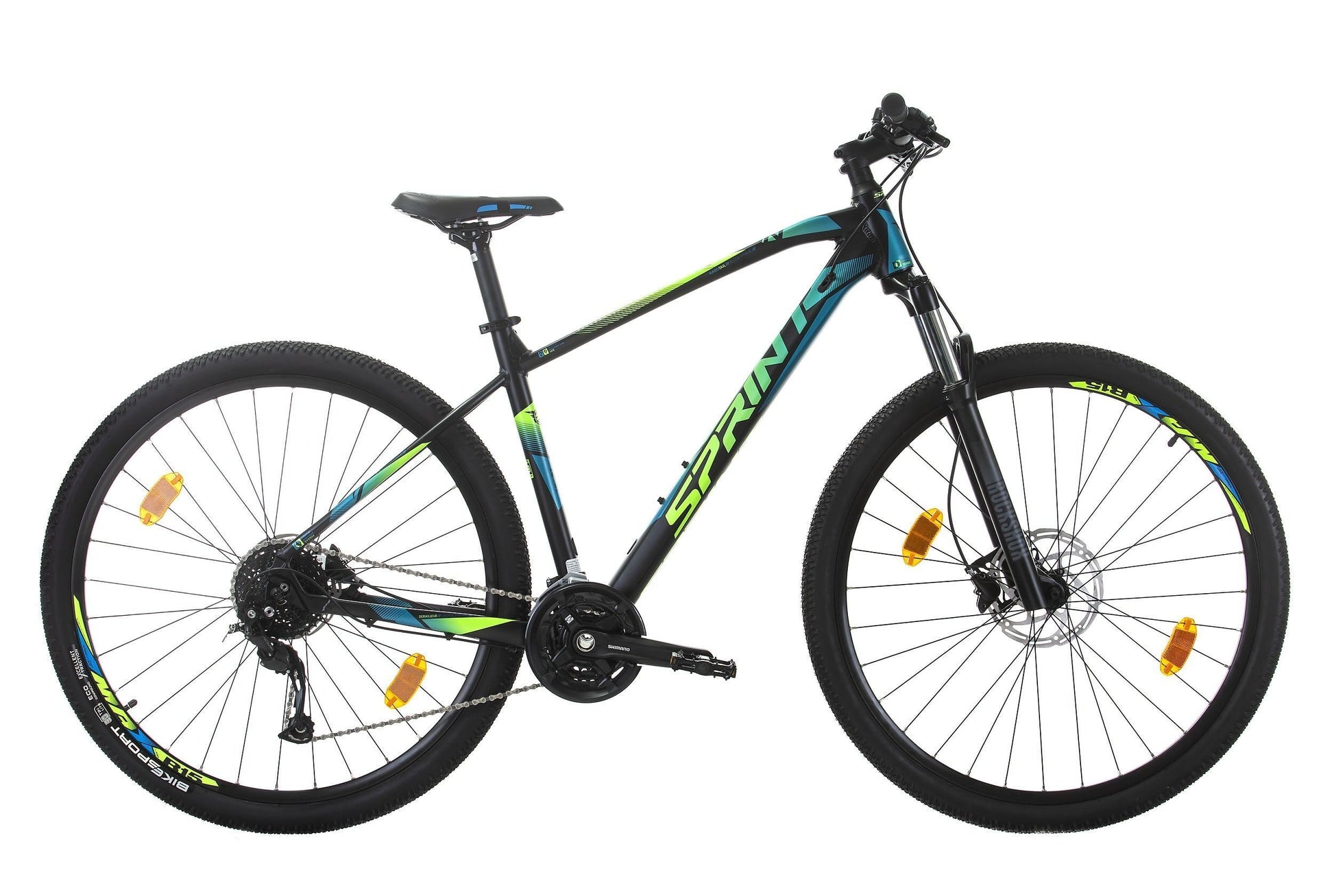 bicicleta mtb sprint apolon 29 negru mat cyan verde neon 520 mm