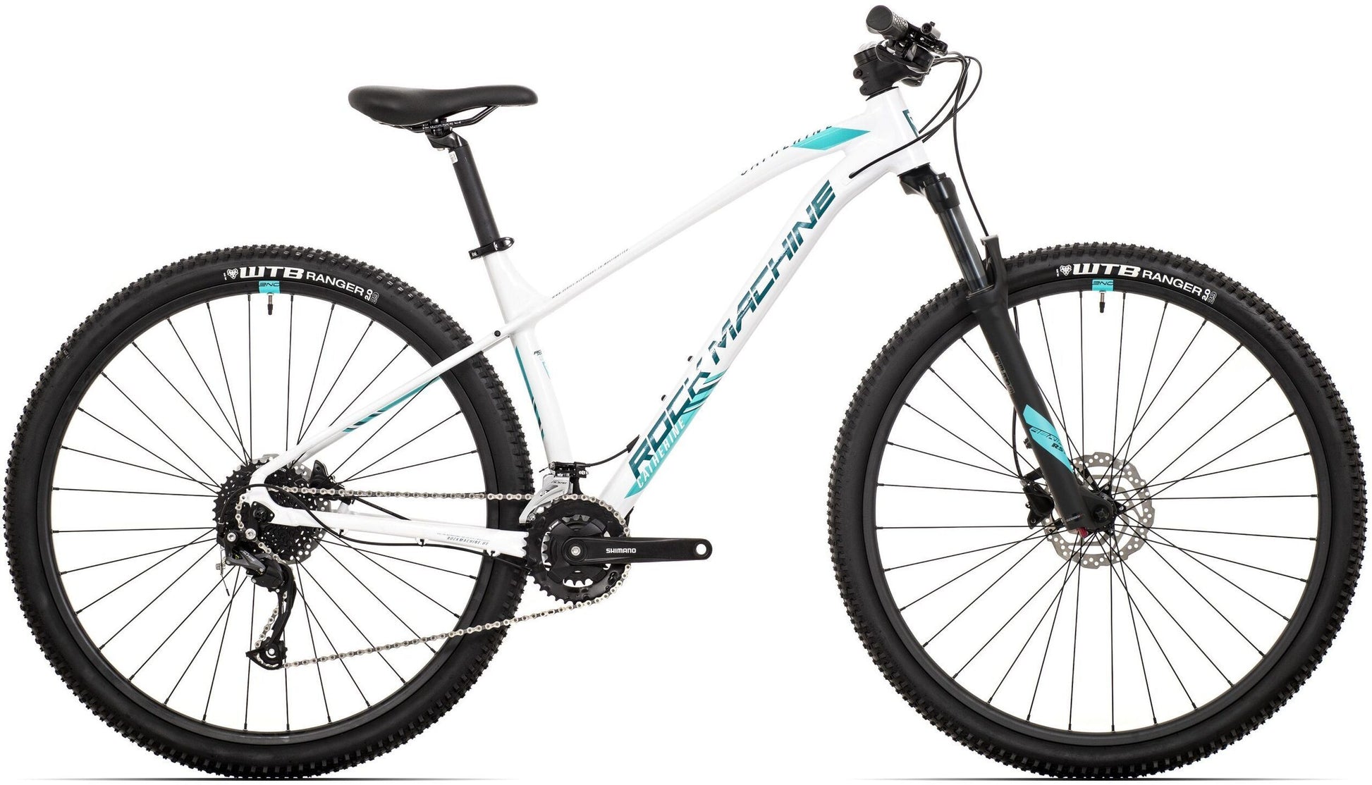 bicicleta rock machine catherine 20 29 29 gloss white petrol neon cyan 150 s 1 scaled