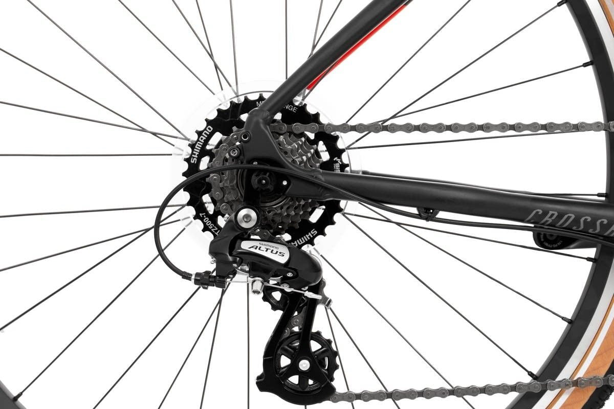 bicicleta rock machine crossride 100 29 matte black grey red 220 xl 5