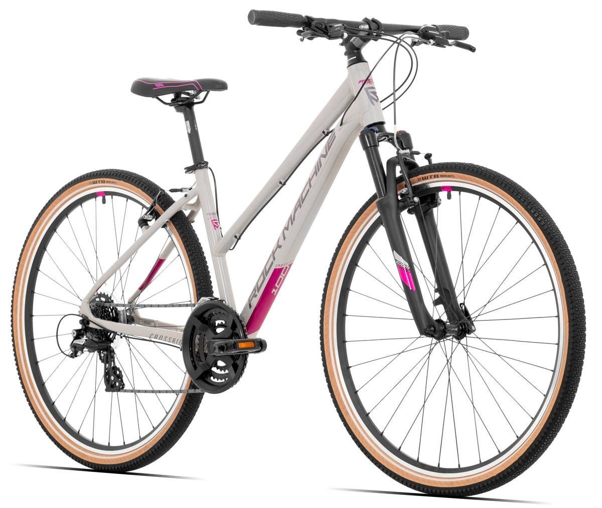 bicicleta rock machine crossride 100 lady 29 gloss grey grey crimson 170 m 2