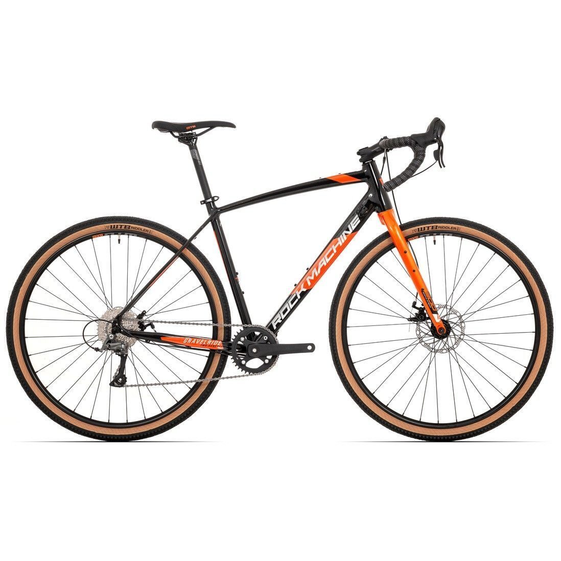 bicicleta rock machine gravelride 200 28 gloss black silver orange 56cm