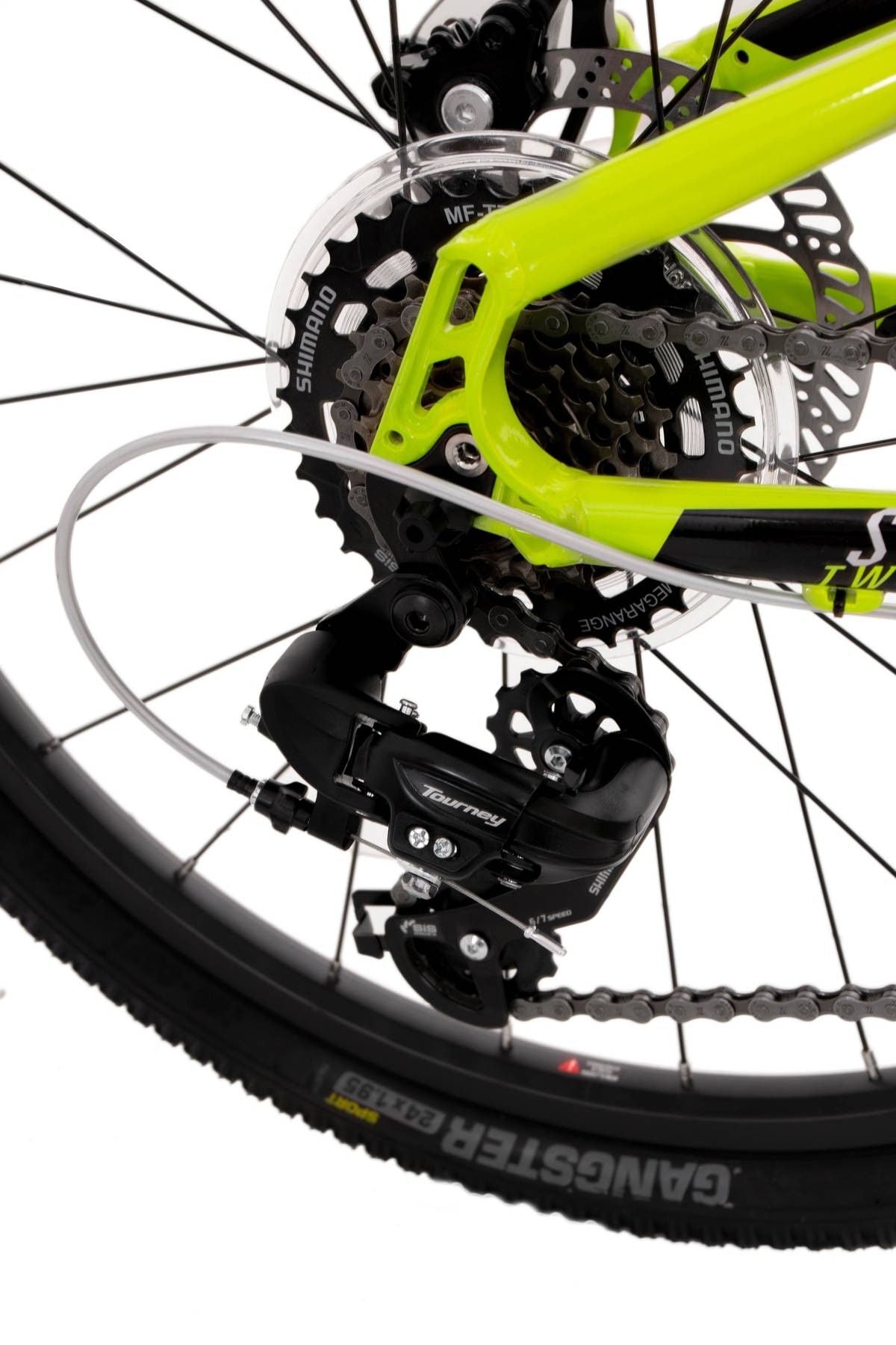 bicicleta rock machine storm 24 md gloss radioactive yellow black silver