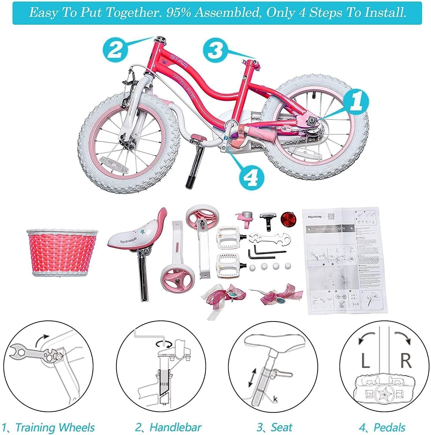 bicicleta royal baby star girl 12 pink 2