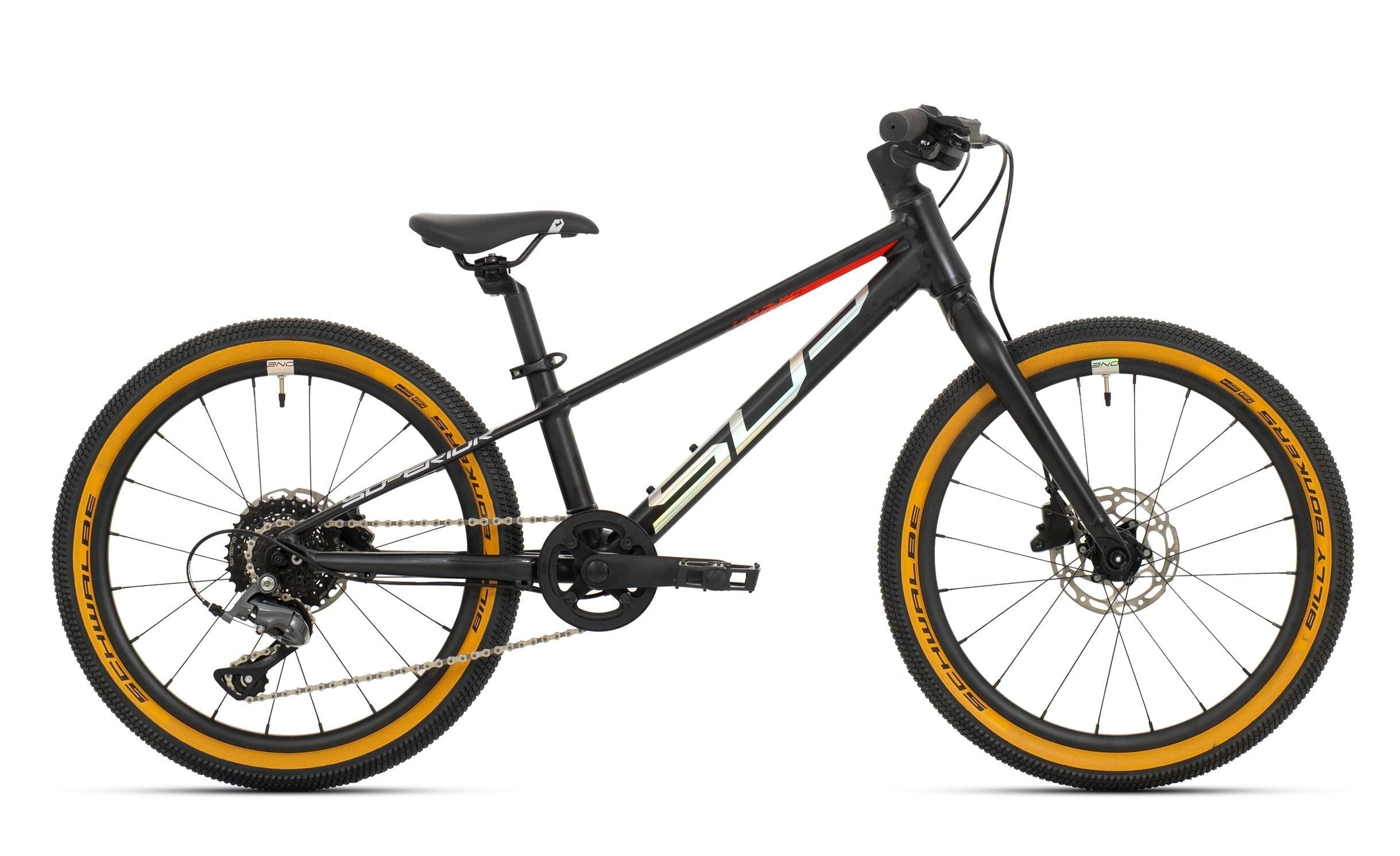 bicicleta superior team 20 matte black hologram chrome team red