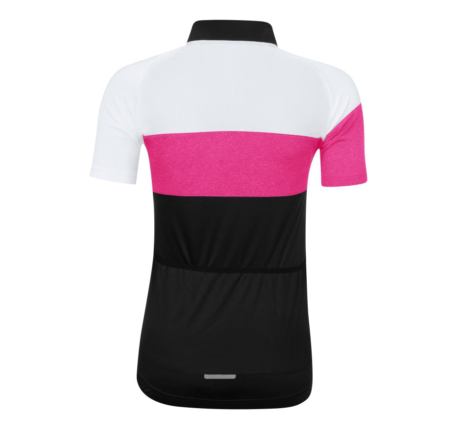 Bluza ciclism Force View Lady maneci scurte negru/alb/roz XL