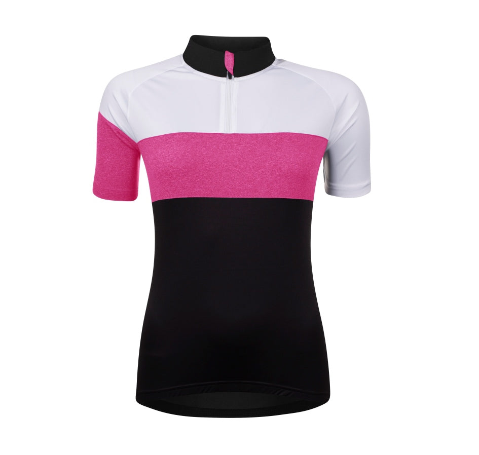 Bluza ciclism Force View Lady maneci scurte negru/alb/roz XL