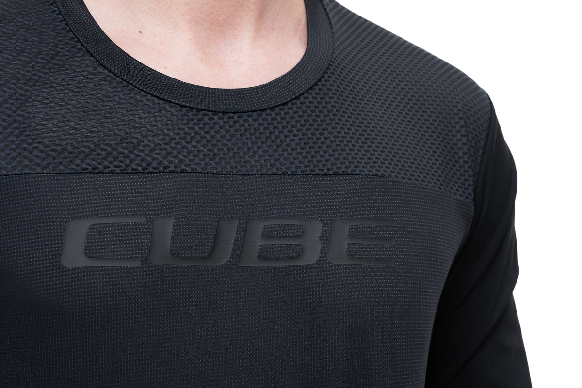 Bluză CUBE Vertex Round Neck Pro L/S Black