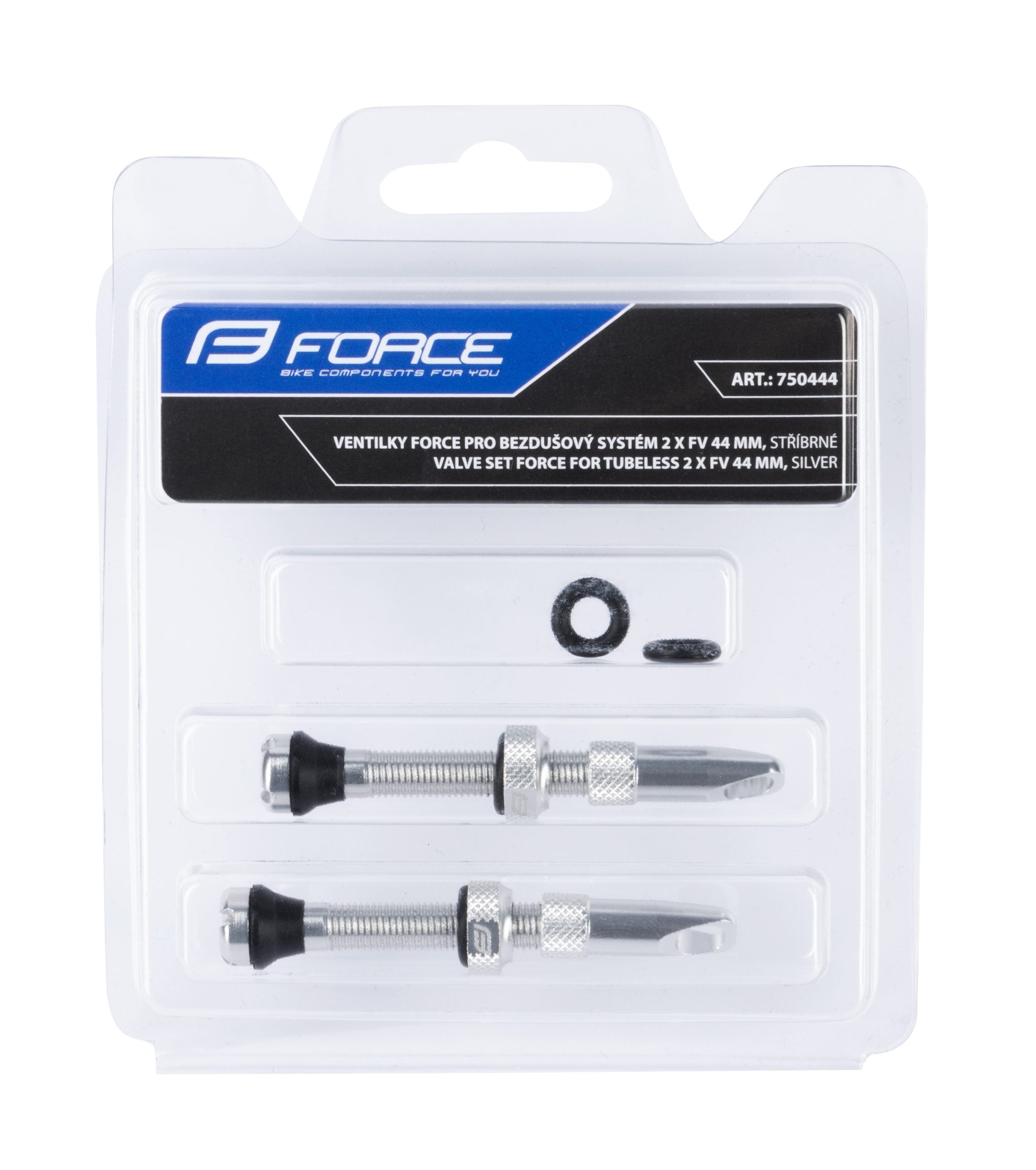 Capace valva presta Force pentru tubeless 2 x FV 44 mm, argintiu