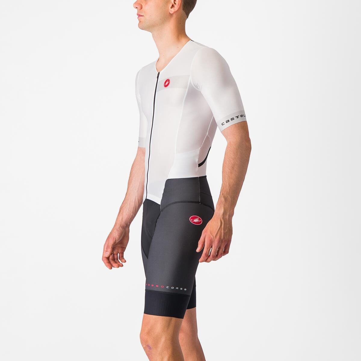 costum de triatlon cu maneca scurta castelli free sanremo ss alb negru m 2