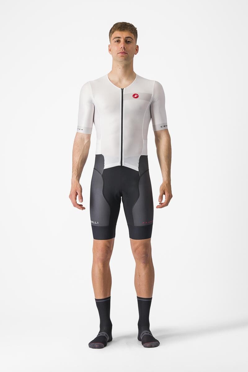 costum de triatlon cu maneca scurta castelli free sanremo ss alb negru m