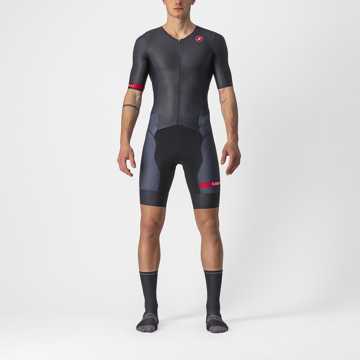 costum de triatlon cu maneca scurta castelli free sanremo ss negru xs