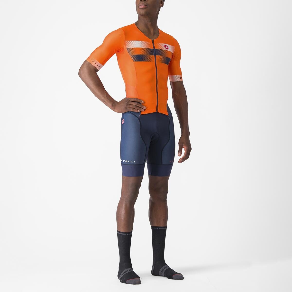 costum de triatlon cu maneca scurta castelli free sanremo ss portocaliu indigo xxl 2