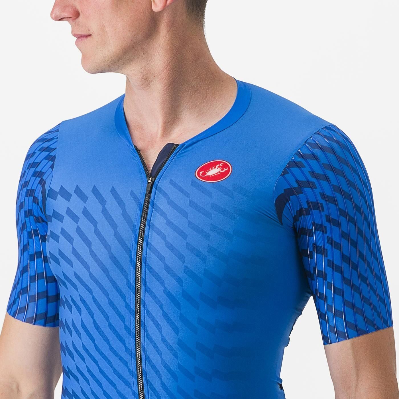 costum de triatlon cu maneca scurta castelli pr 2 speed albastru bleumarin l 4