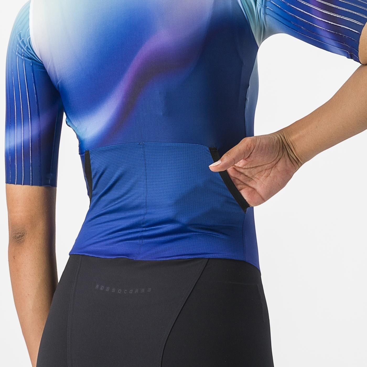 costum de triatlon cu maneca scurta castelli pr 2 w speed suit de dama alb albastru negru xs 2