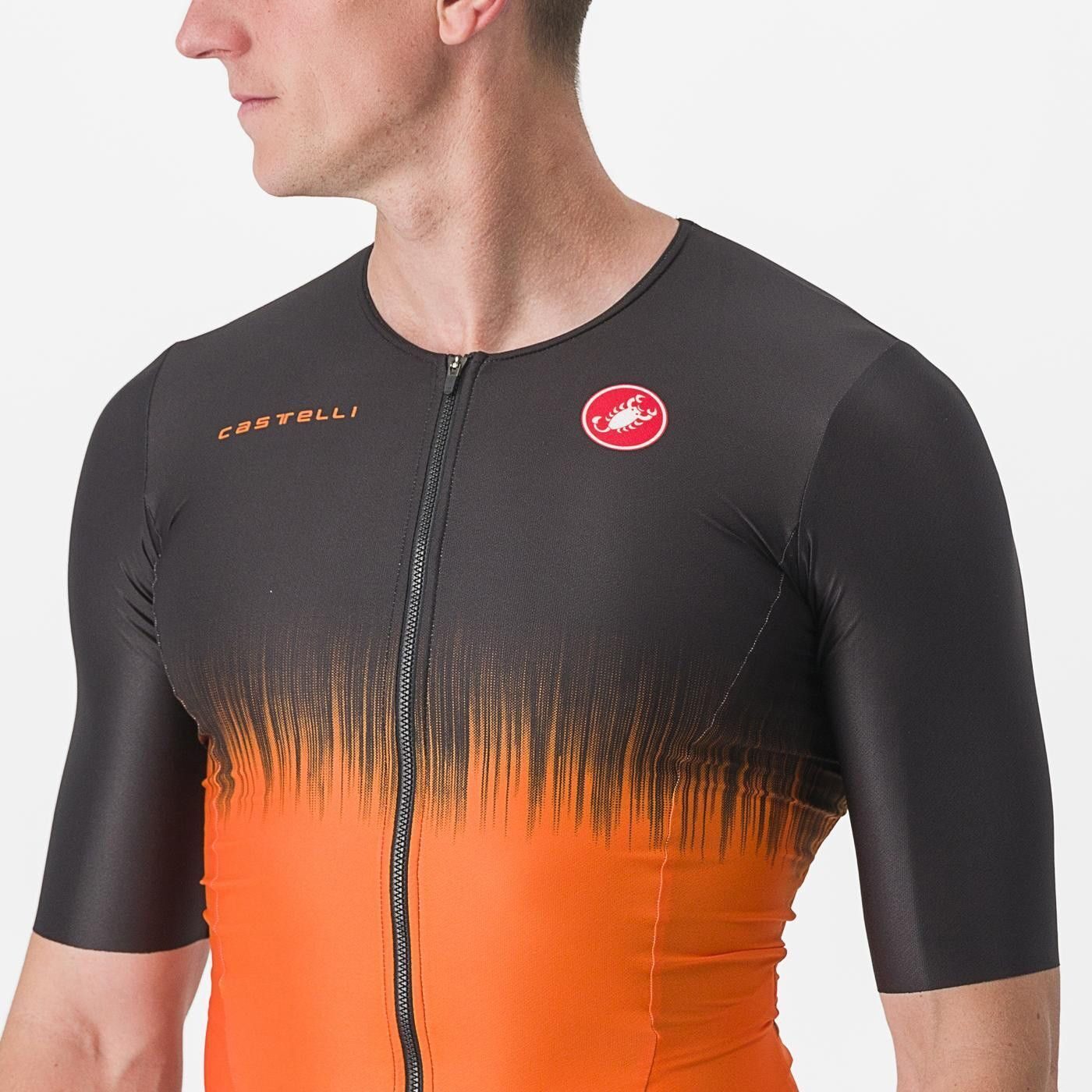costum de triatlon cu maneca scurta castelli sanremo ultra negru portocaliu xxl 4