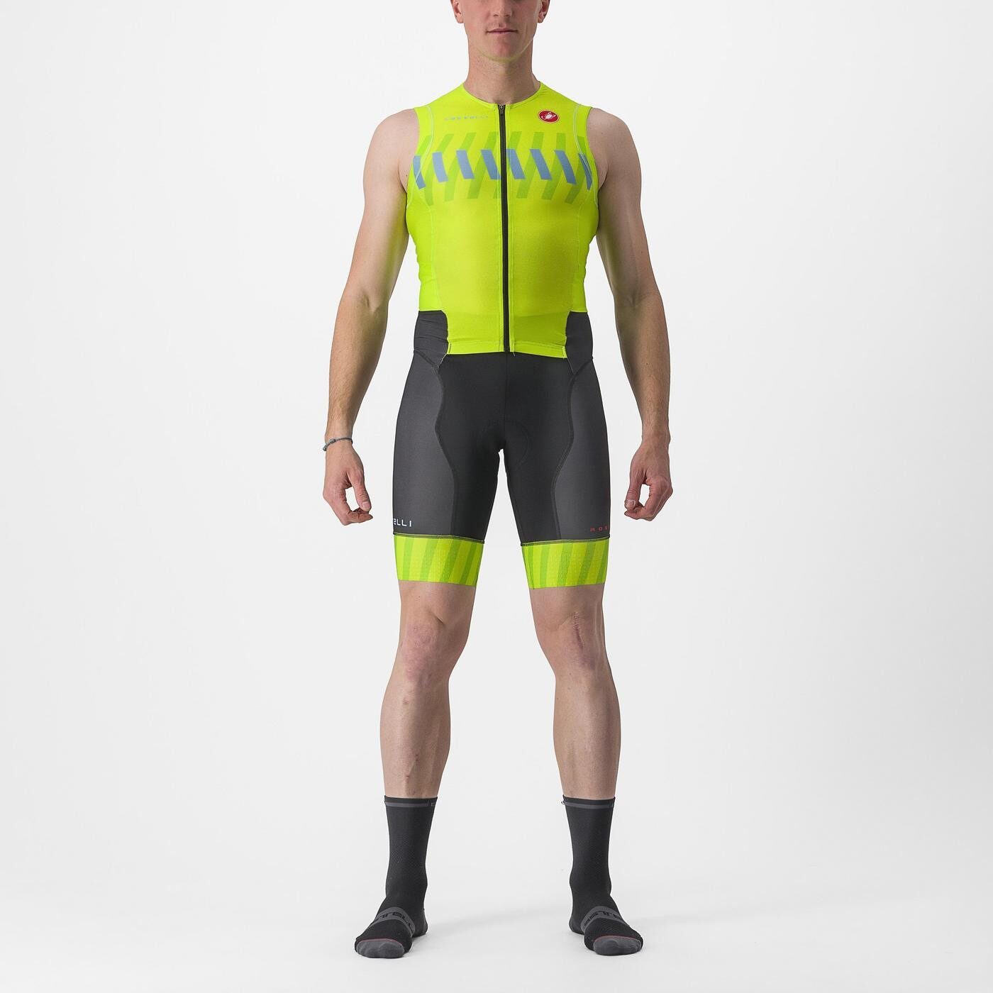 costum de triatlon fara maneci castelli free sanremo sl galben fluo negru xxl