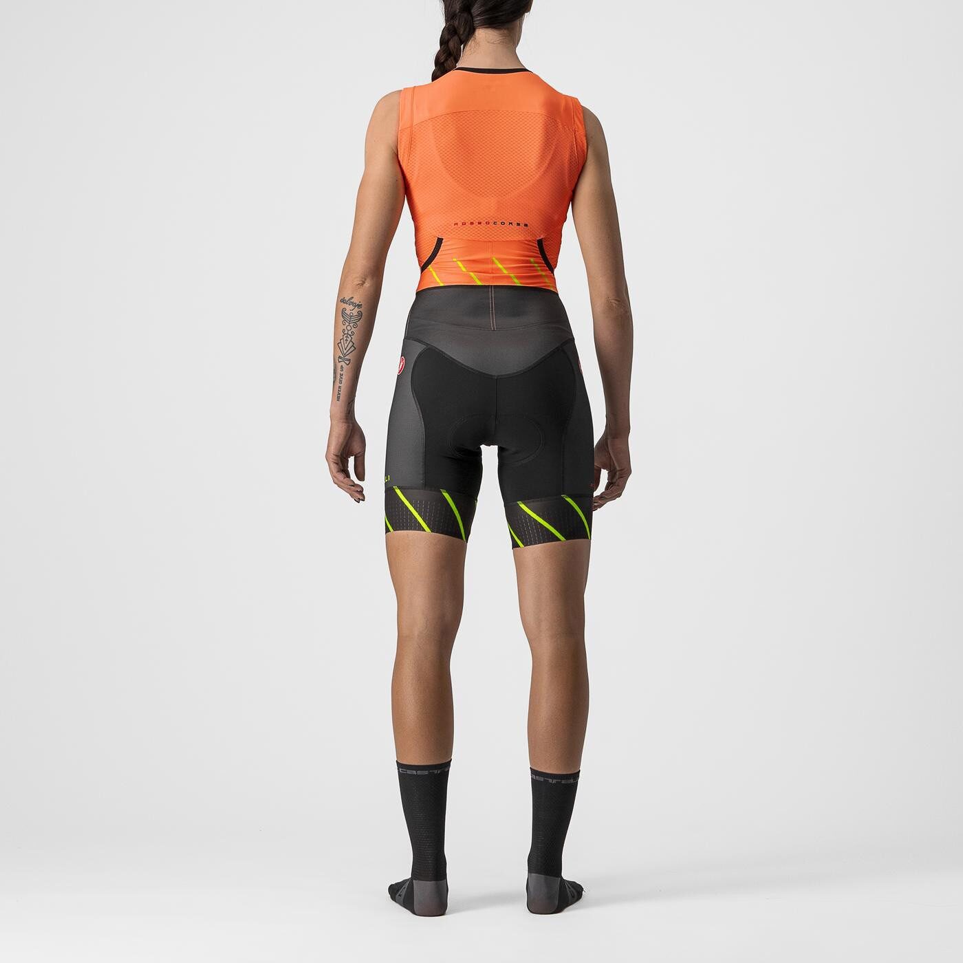 costum de triatlon fara maneci castelli free w sanremo sl de dama portocaliu negru m 1