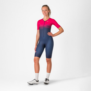 Costum triatlon cu maneca scurta TRI Castelli Core TRI W SS, pentru femei, albastru belgian/magenta aprins, XS