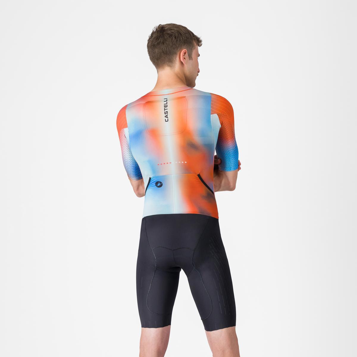Costum triatlon cu maneca scurta TRI Castelli Free SanRemo 3 SS, pentru barbati, paprika/winter sky L