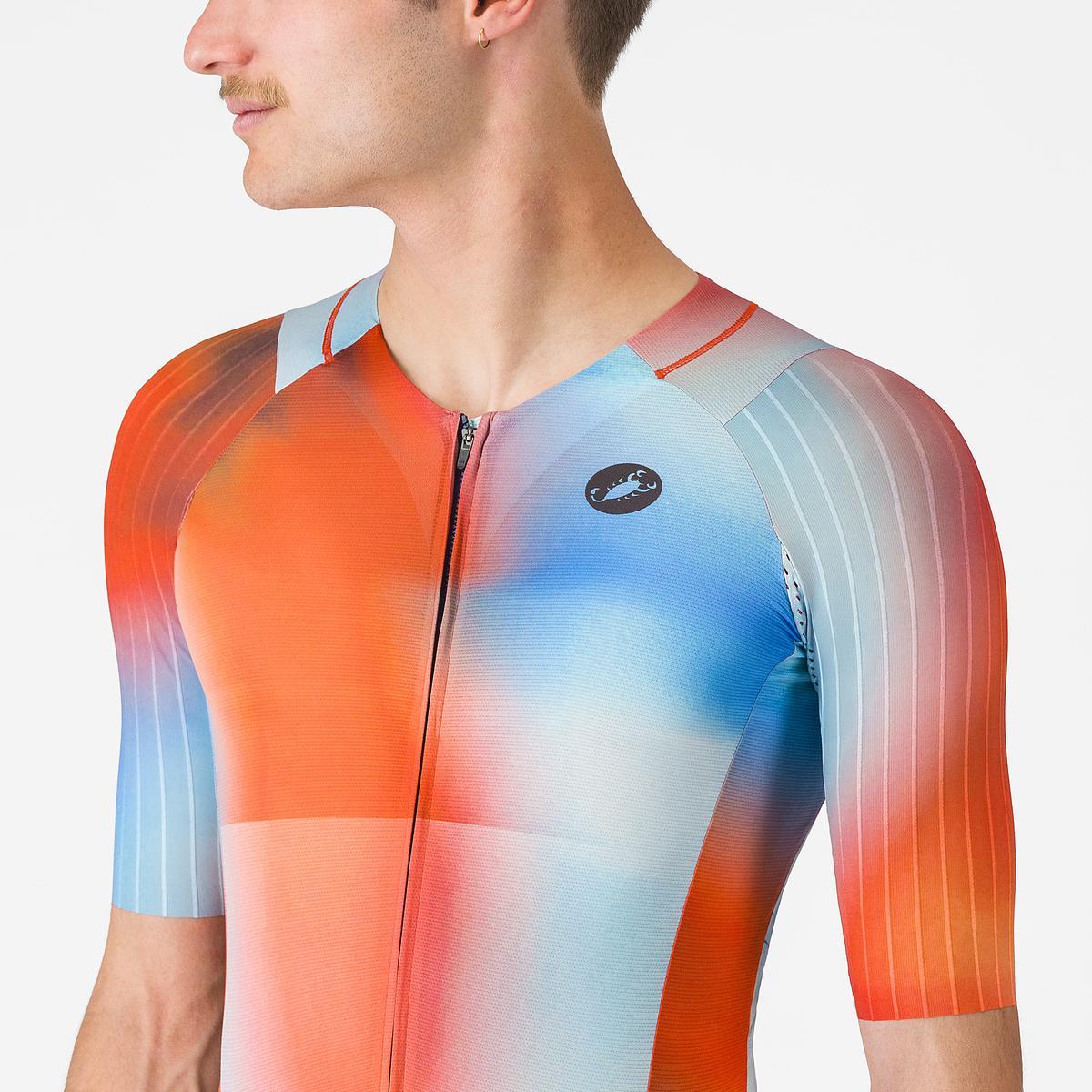 Costum triatlon cu maneca scurta TRI Castelli Free SanRemo 3 SS, pentru barbati, paprika/winter sky XL