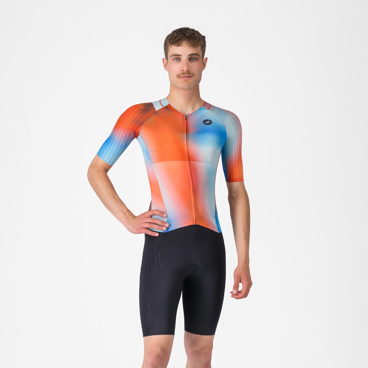 Costum triatlon cu maneca scurta TRI Castelli Free SanRemo 3 SS, pentru barbati, paprika/winter sky XL