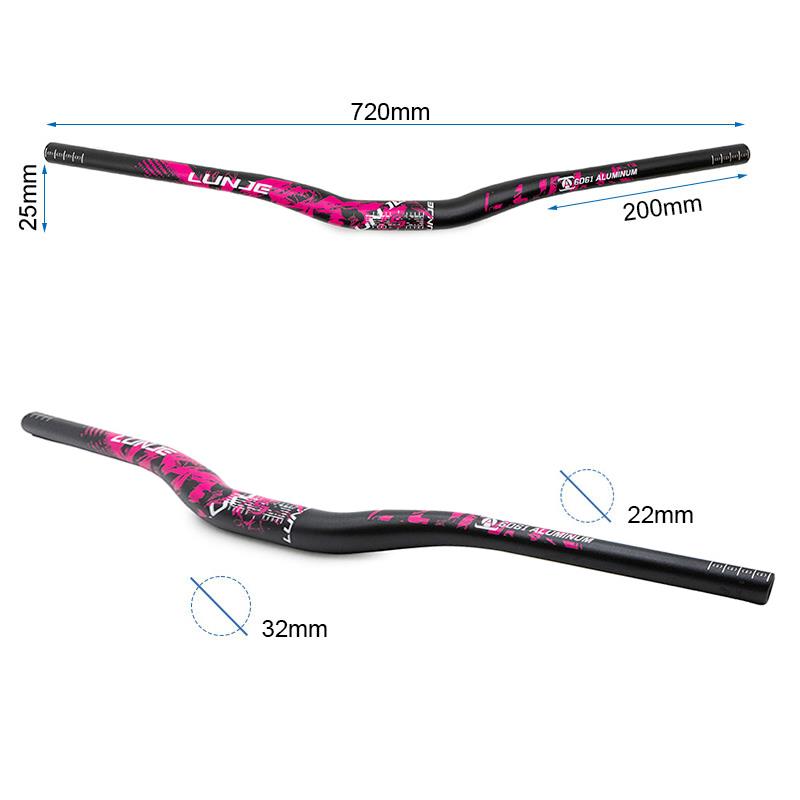 Ghidon 720mm cu rise 25mm negru/roz