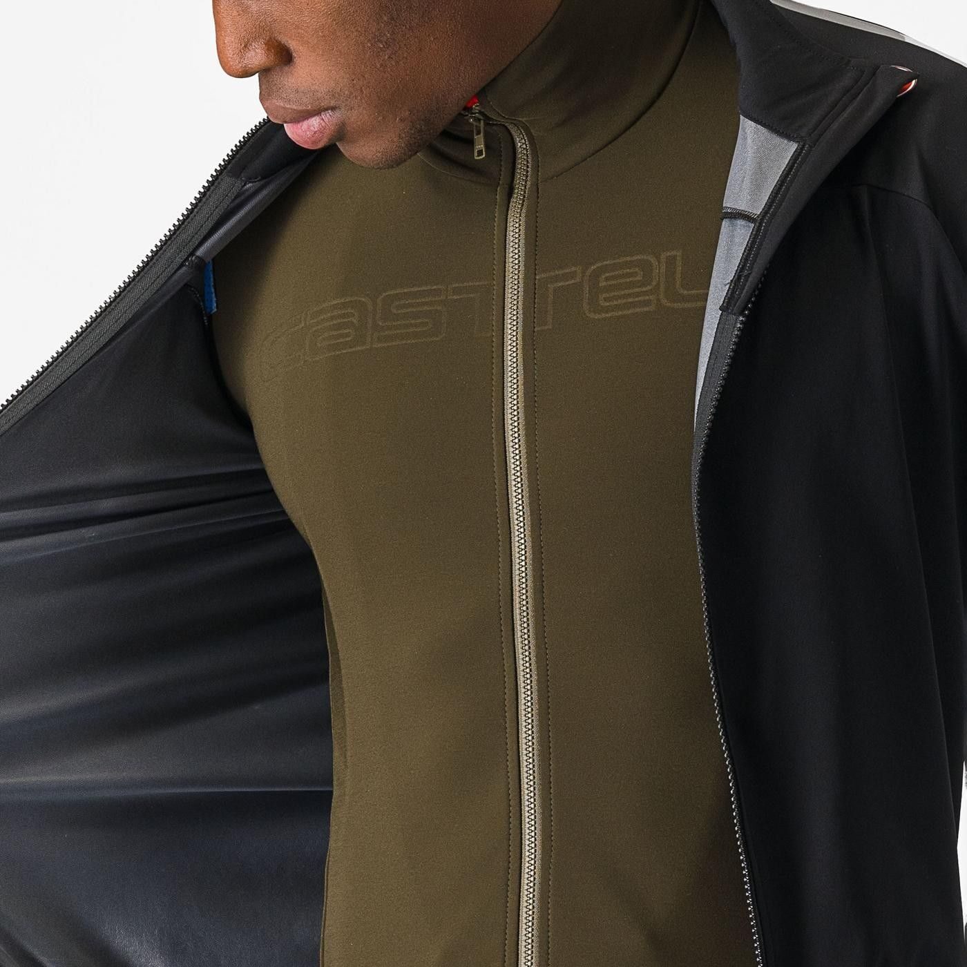 jacheta de ploaie castelli ultra rain cape pentru barbati negru argintiu reflex l 3