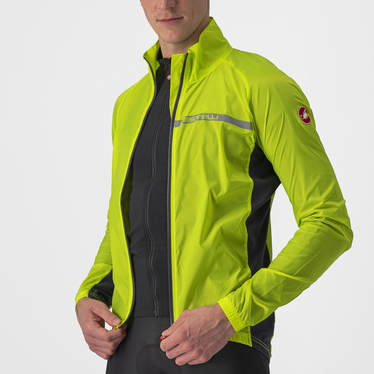 Jacheta de vant Castelli Squadra Stretch, pentru barbati, lime electric/gri inchis, XXXL