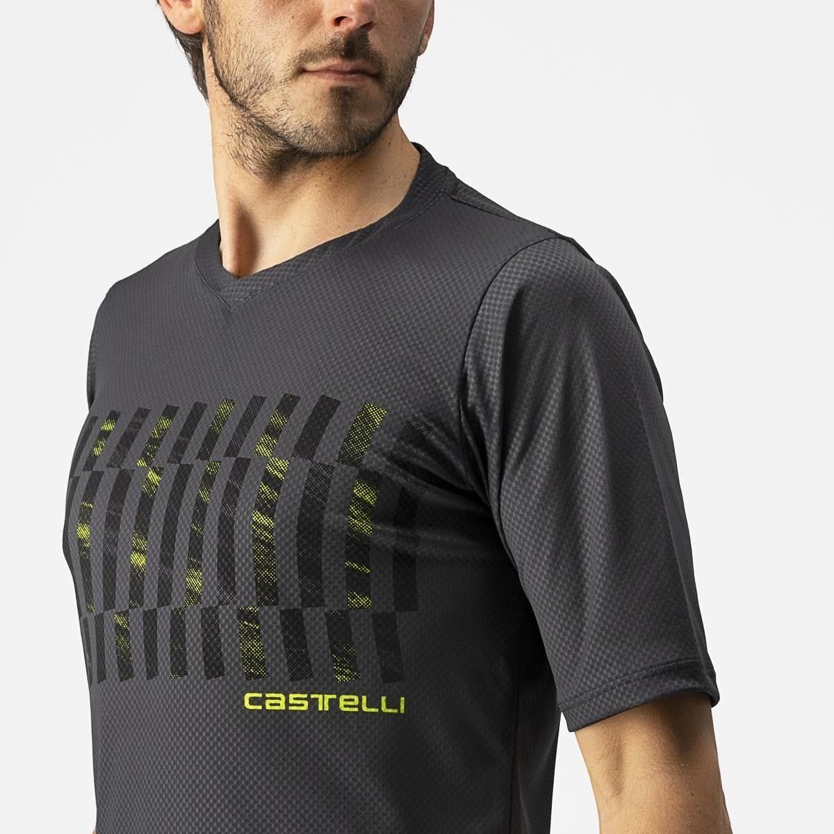 jersey cu maneca scurta castelli trail tech tee antracit galben fluo m 4