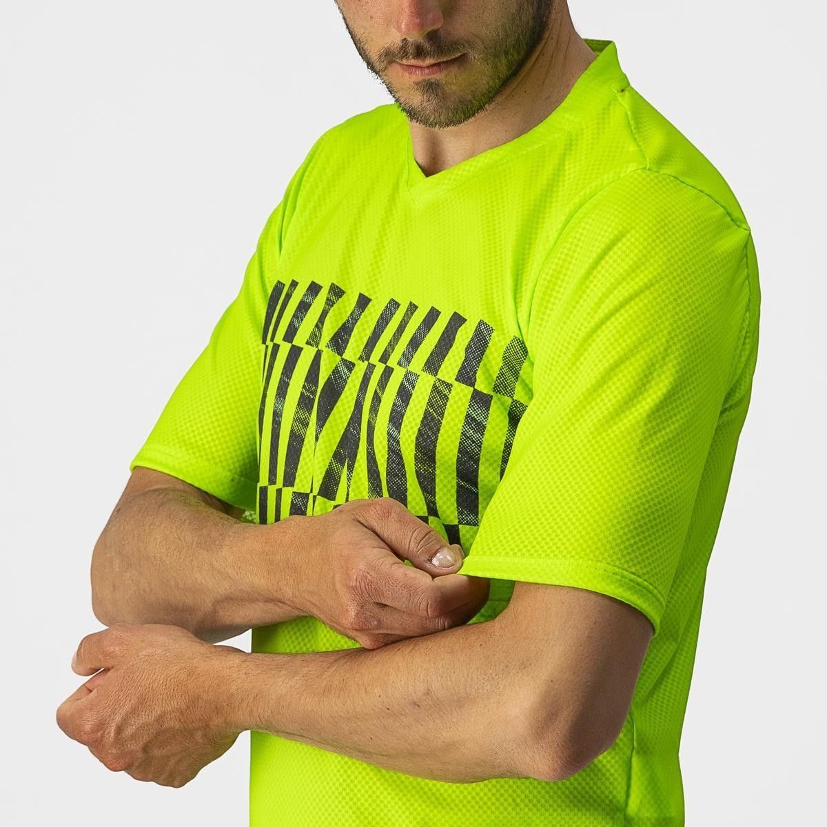 jersey cu maneca scurta castelli trail tech tee galben fluo negru m 2