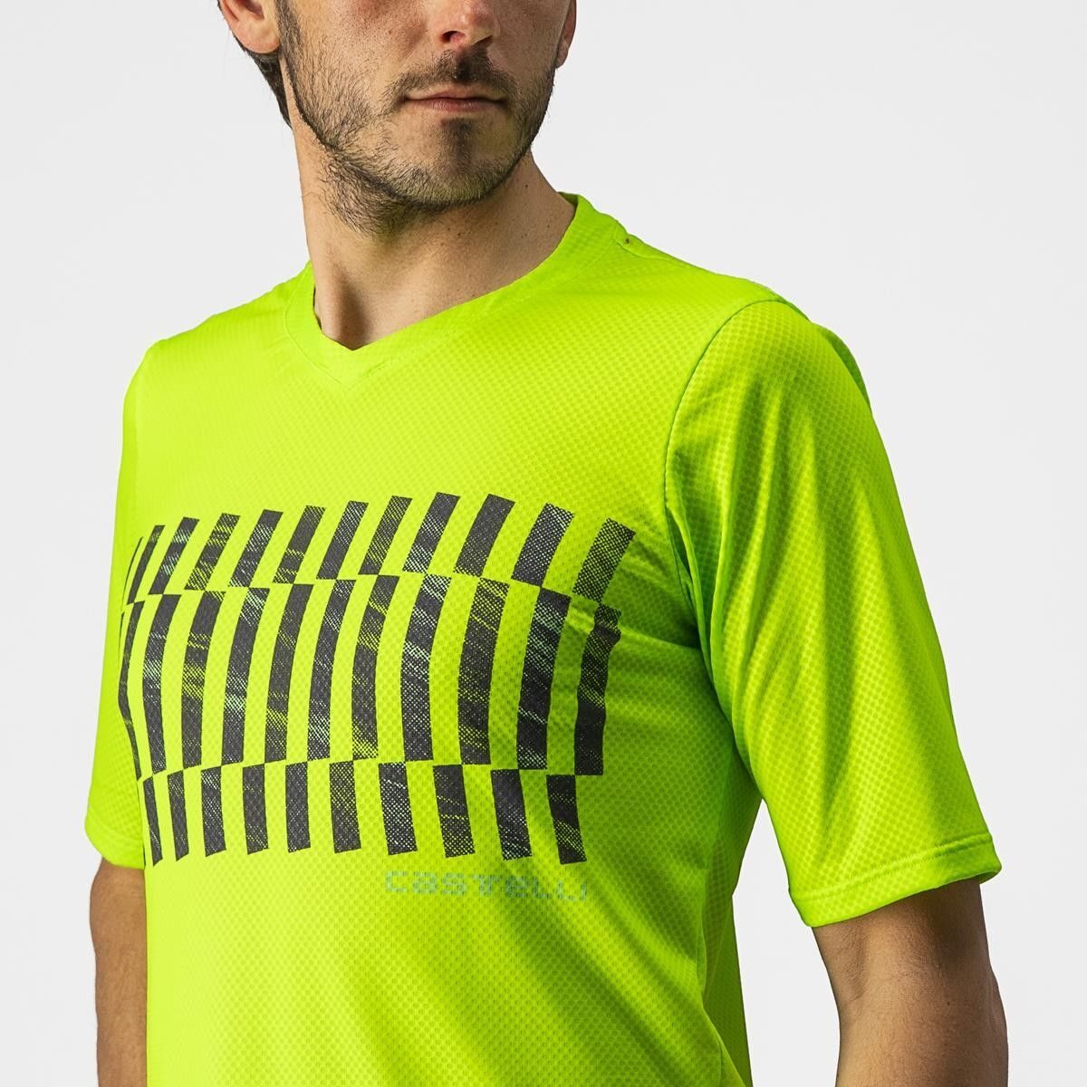 jersey cu maneca scurta castelli trail tech tee galben fluo negru m 3